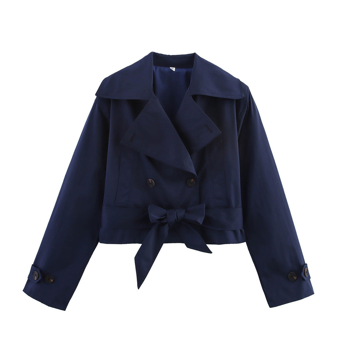 Damen Kurzjacke Breiter Kragen Bindegürtel Norvielle