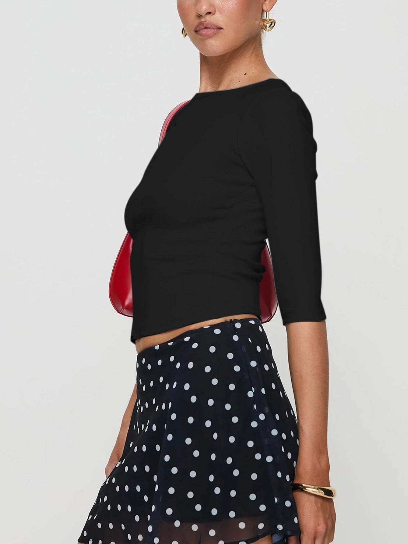 Damen Langarmshirt Rundhalsausschnitt Figurschmeichelnd Norvielle