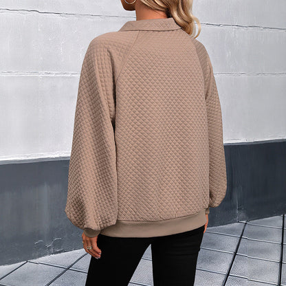 Damen Pullover Strukturiert Knopfleiste Beige