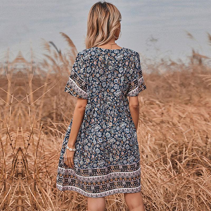 Damen Blumenkleid Elastisch Rüschendetails Norvielle