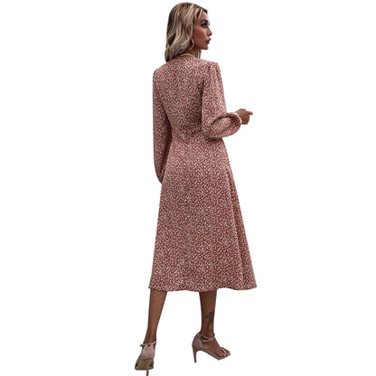 Damen Midi-Kleid Floralmuster Baumwolle Elegant
