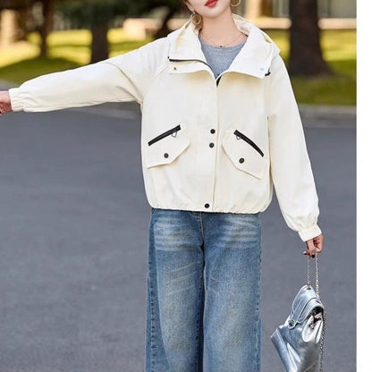 Damen Übergangsjacke mit Kapuze und Taschen Norvielle