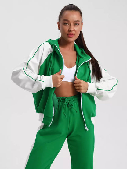 Damen Sportanzug Kapuzenpullover Nagelstreifen Bequem Norvielle