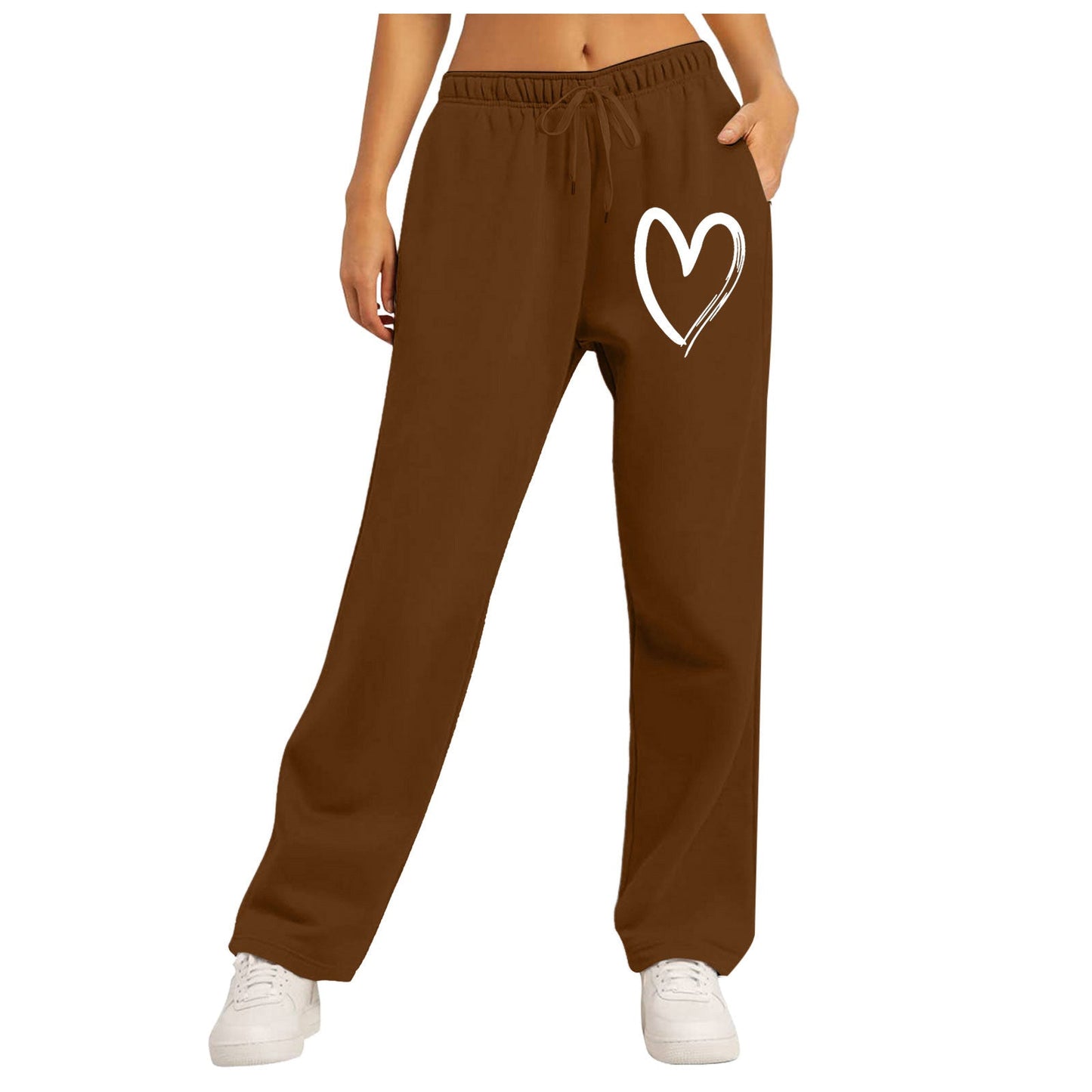 Damen Freizeithose Elastischer Bund Herzmotiv Norvielle