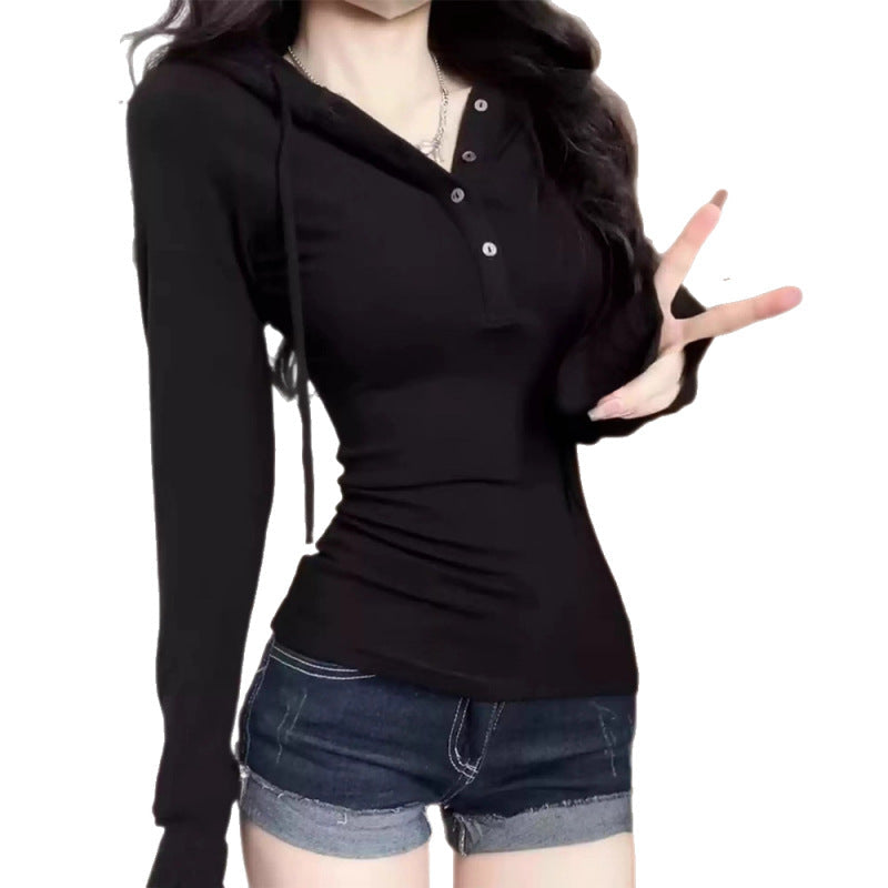 Damen Langarm Poloshirt Eleganter Kragen Baumwolle Weiß