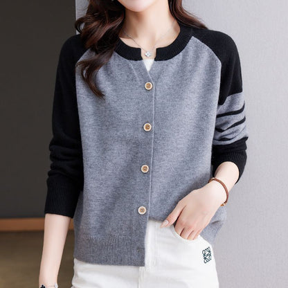 Damen Cardigan Farbkontrast Knopfdetails Norvielle
