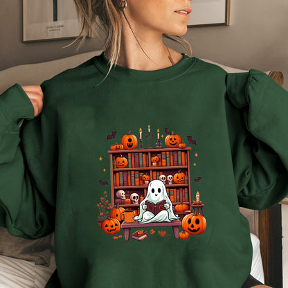 Damen Sweatshirt Herbst Grusel Motiv Puffärmel