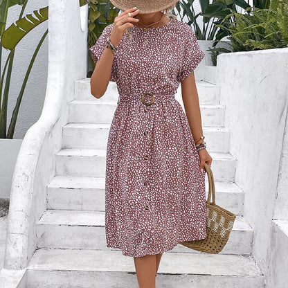 Damen Midi-Kleid Elastisch Mit Knöpfen Norvielle