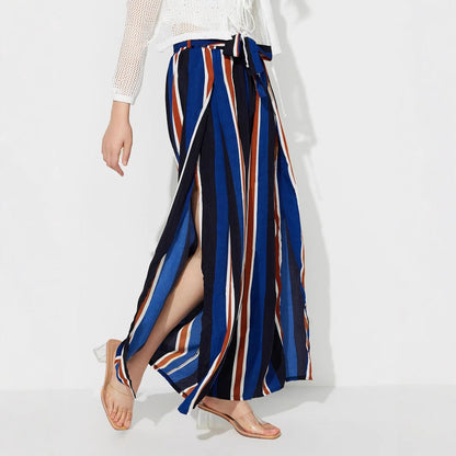Damen Palazzo-Hose Streifenmuster Weite Bein Norvielle