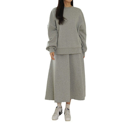 Damen Sweatshirt Set mit Maxi-Rock und Taschen Eleganter Schnitt