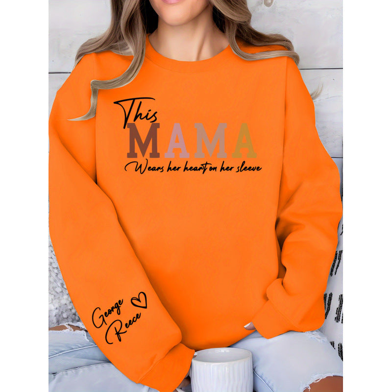 Damen Sweatshirt Mama Aufdruck Bequem Grün