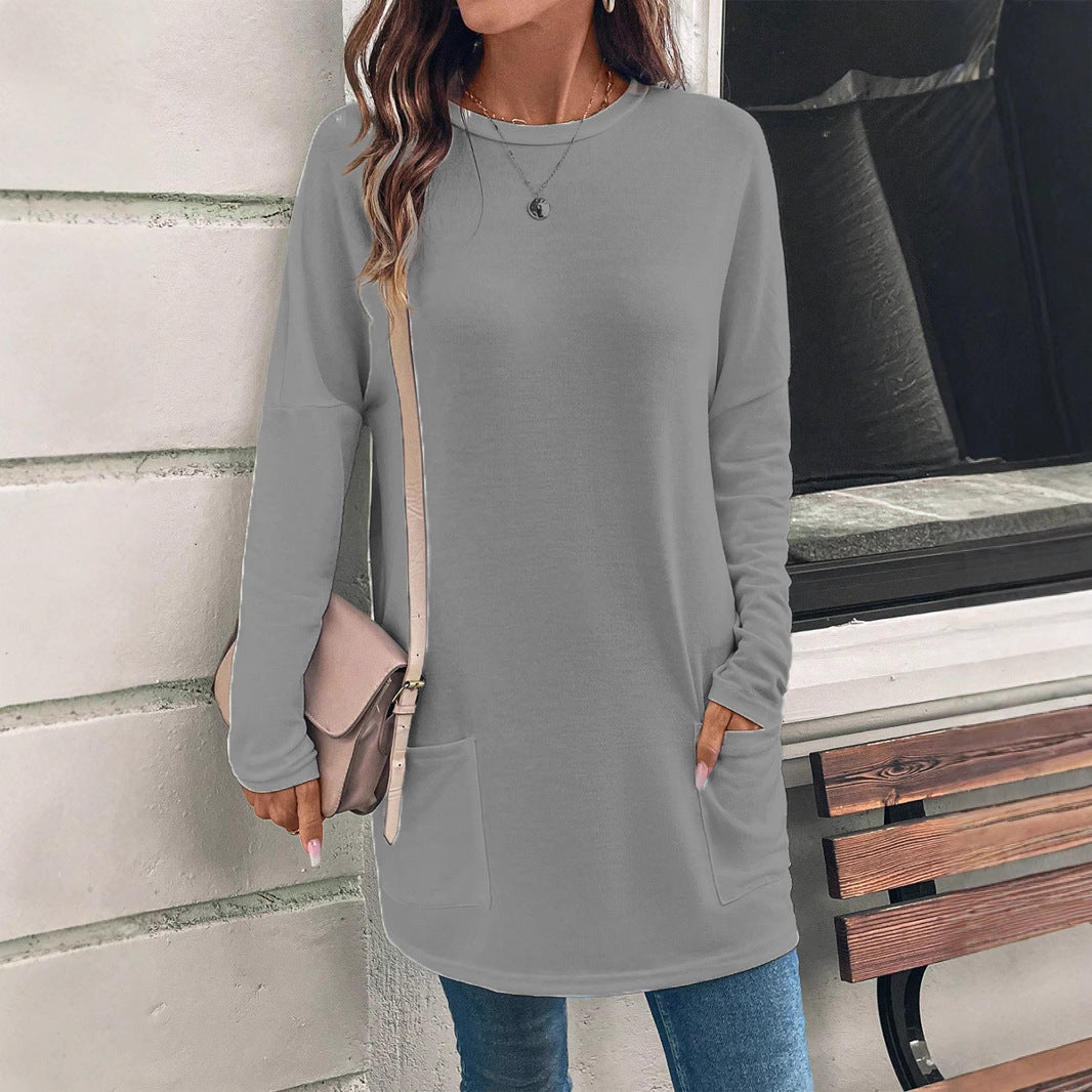 Damen Sweatshirt Baumwollmischung Relaxed Fit Rundhalsausschnitt