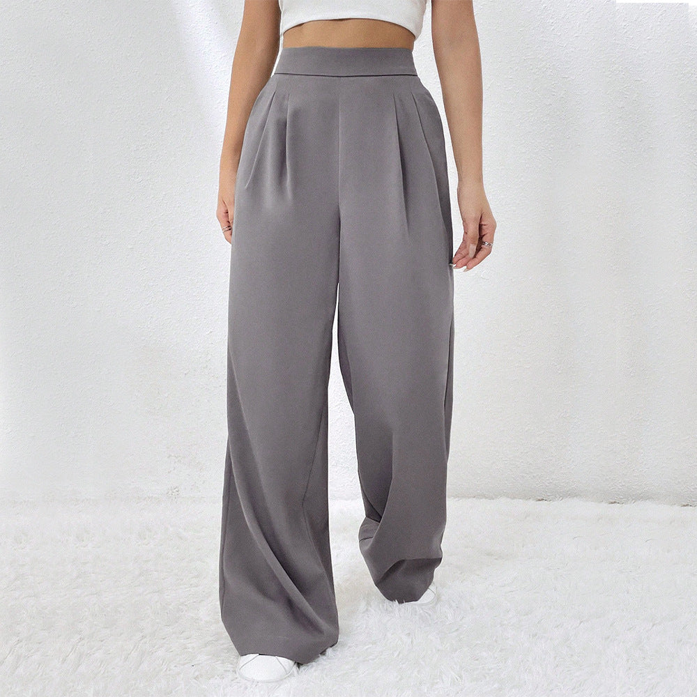 Damenweite Hose mit hohem Bund und Falten Norvielle - Norvielle