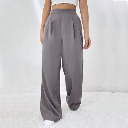 Damenweite Hose mit hohem Bund und Falten Norvielle - Norvielle
