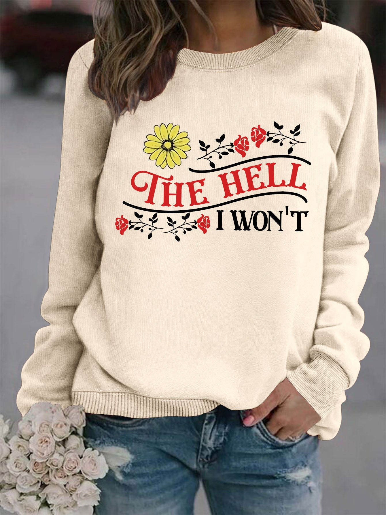 Damen Sweatshirt Verspielt Motiv Bequem Norvielle