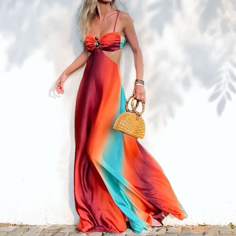 Damen Maxikleid Cut-Out-Design Farbverlauf Norvielle