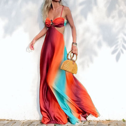 Damen Maxikleid Cut-Out-Design Farbverlauf Norvielle