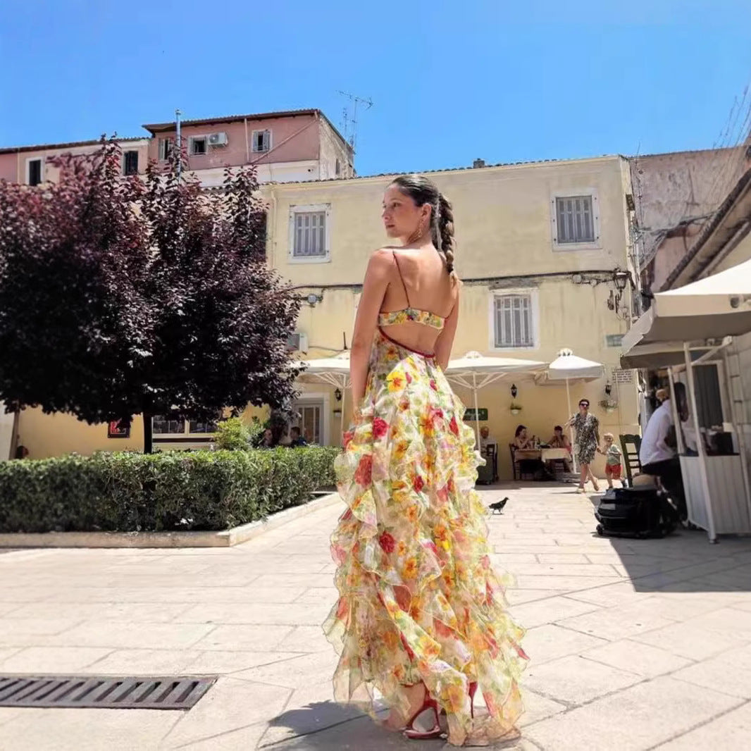Damen Maxikleid Sommer Florale Prints Norvielle