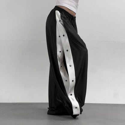 Damen Freizeithose Sportlich Mit Druckknopfverschluss Schwarz - Norvielle