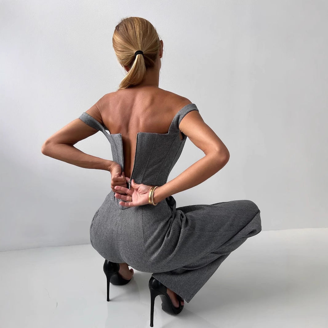 Damen Anzug-Set Zweiteilig Tailliertes Oberteil Geraute Hose Norvielle
