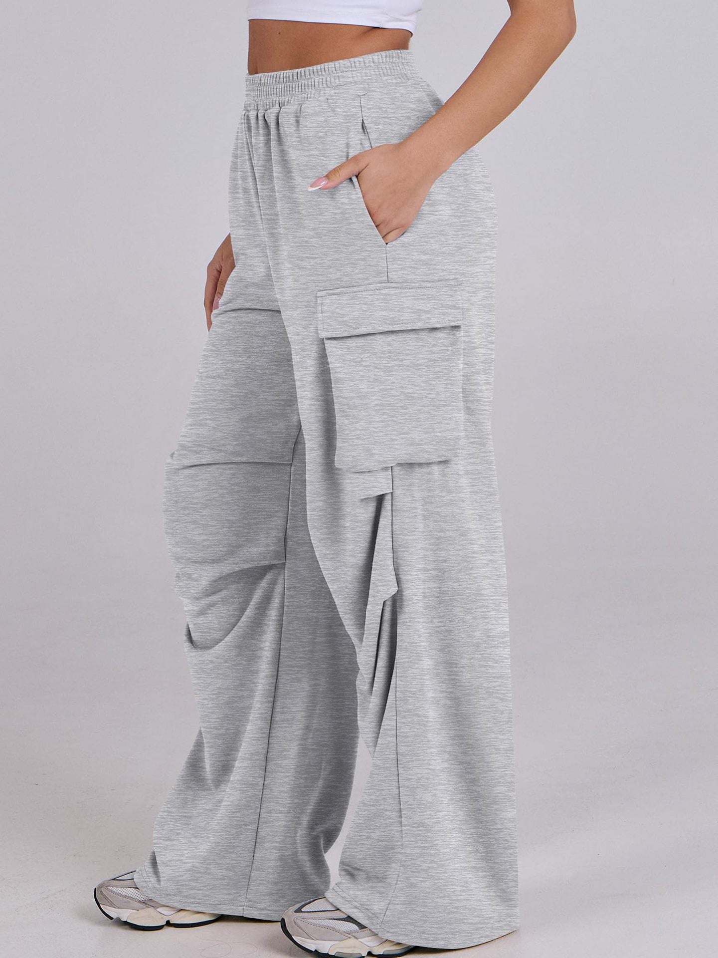 Damen Cargo-Hose Elastischer Bund Weite Beine Norvielle