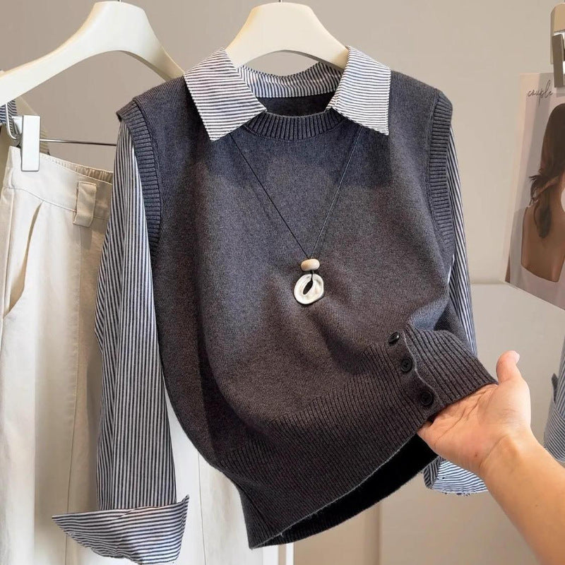 Damen Pullover Hemdkragen Norvielle