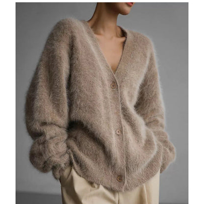 Damen Cardigan Oversized V-Ausschnitt Weich Norvielle