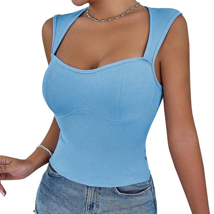 Damen Crop- Rippendesign Schmale Träger Norvielle