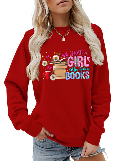 Damen Sweatshirt Buchmotiv Lässig Norvielle