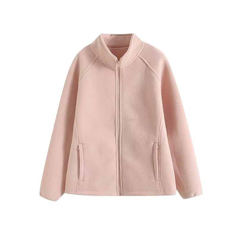 Damen Fleecejacke Hohler Kragen Kuschelig Grün Norvielle