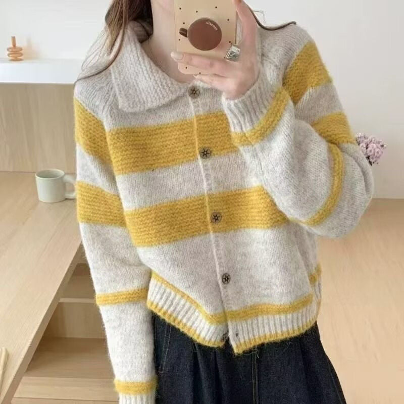 Damen Strickjacke Vintage-Streifen Kuschelig Norvielle - Norvielle