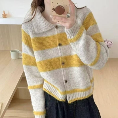 Damen Strickjacke Vintage-Streifen Kuschelig Norvielle - Norvielle