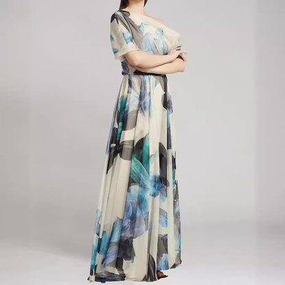 Damen Maxikleid Leichtes Chiffon Florales Muster