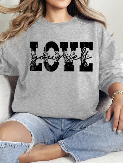 Damen Sweatshirt Lässig Mit Love Schriftzug