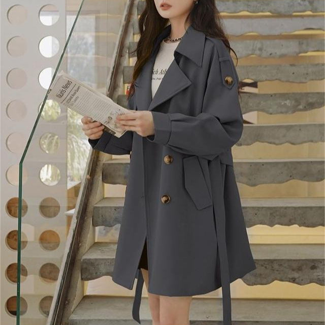 Damen Trenchcoat mit Gürtel und Knöpfen