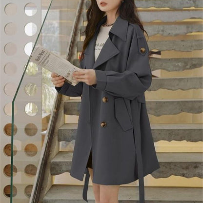 Damen Trenchcoat mit Gürtel und Knöpfen