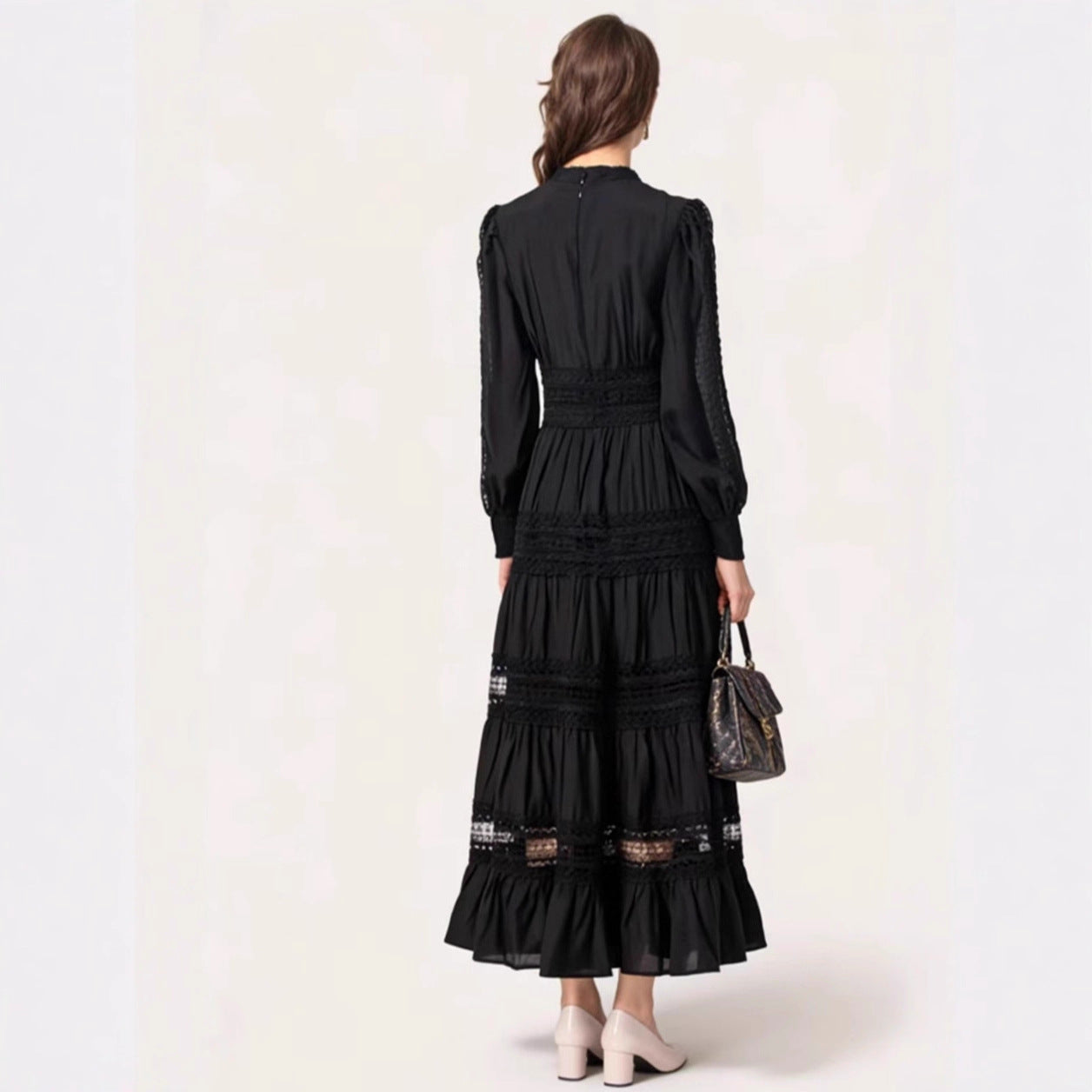 Damen Maxikleid Romantisch Rüschendetails Durchsichtig Norvielle