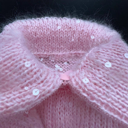 Damen Strickmantel mit Pailletten Glitzer Norvielle
