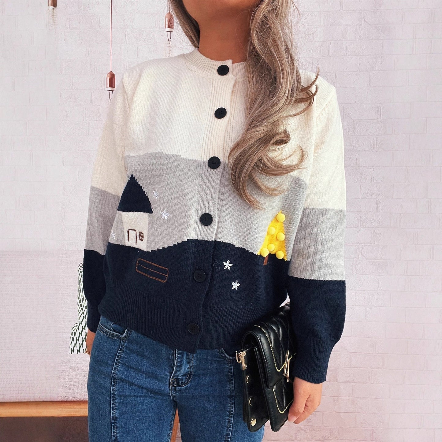 Damen Strickjacke mit Applikationen Norvielle