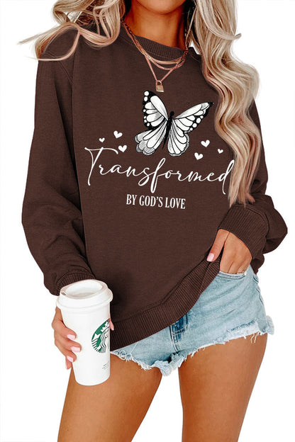 Damen Sweatshirt Schmetterlingsmotiv Baumwolle Weiß