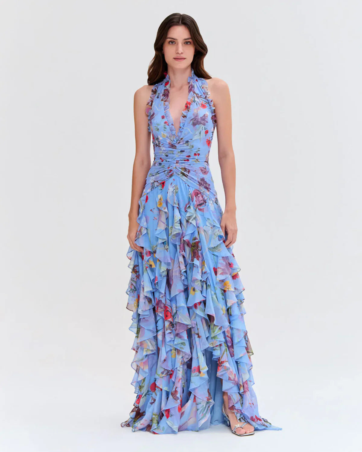 Damen Maxi-Kleid mit Rüschendetails Voluminös Norvielle