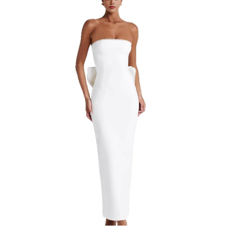 Damen Maxikleid Schulterfrei Rüschen