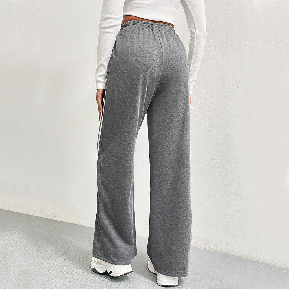 Damen Freizeithose Weites Bein Kontraststreifen