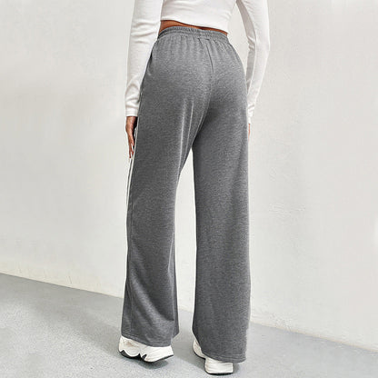 Damen Freizeithose Weites Bein Kontraststreifen