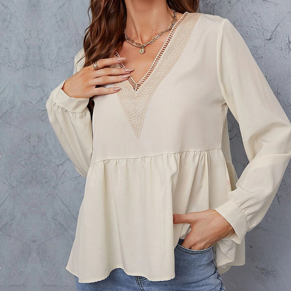 Damen Bluse Spitze Ärmel Norvielle