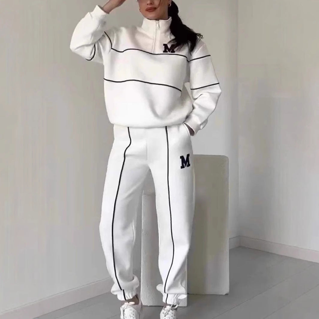 Damen Sportliches Loungewear-Set Elastisch Mit Halbreissverschluss - Norvielle