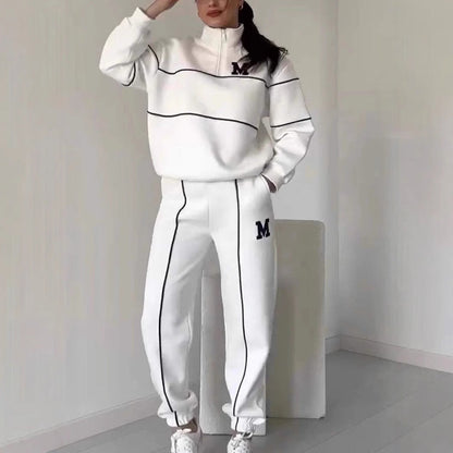 Damen Sportliches Loungewear-Set Elastisch Mit Halbreissverschluss - Norvielle
