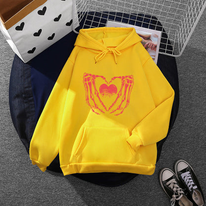 Unisex Oversized Kapuzenpullover Herz-Knochen-Design Norvielle