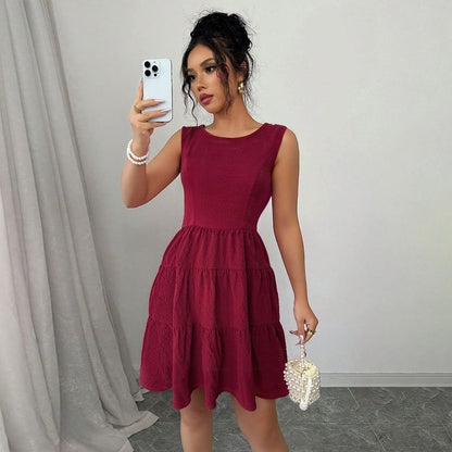 Damen Sommerkleid V-Ausschnitt Rüschensaum Leicht Norvielle