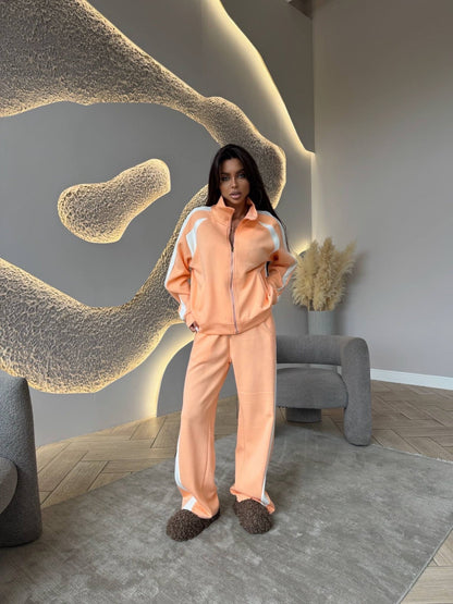 Damen Sportliches Komplett-Set Weites Design Reißverschluss Norvielle